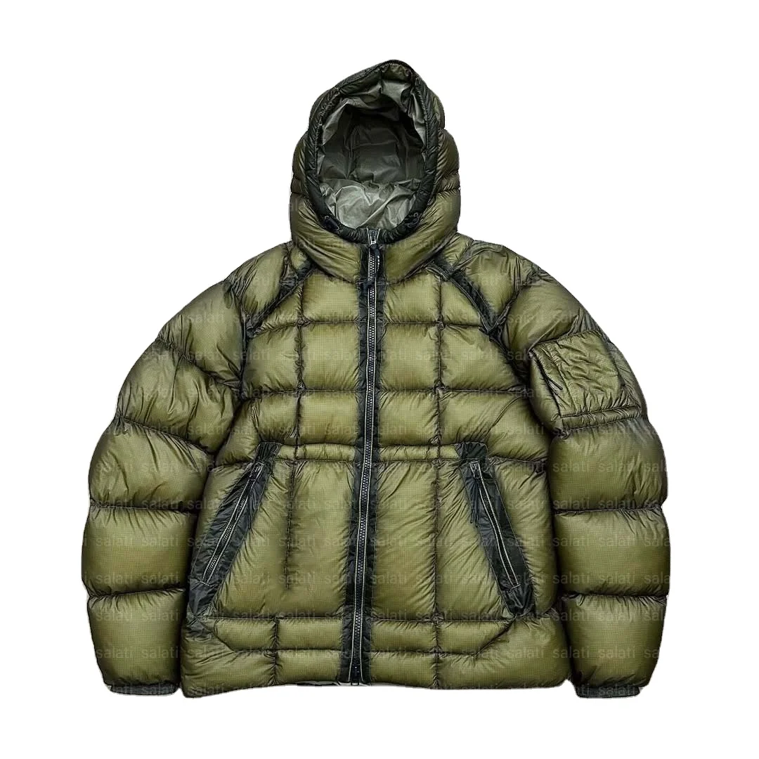 Salati Custom Manufacturer Ripstop Hood Lightweight Wholesale Bubble Filled Quilted Nylon Winter Men Jackets