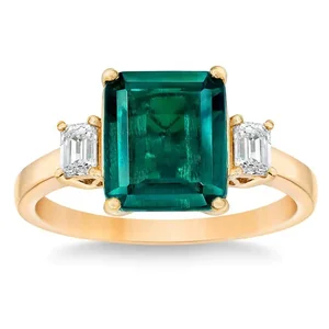 Full Custom Gold Plated Jewellery Female Ring Sterling Silver 925 Jewellery Gold Emerald Ring