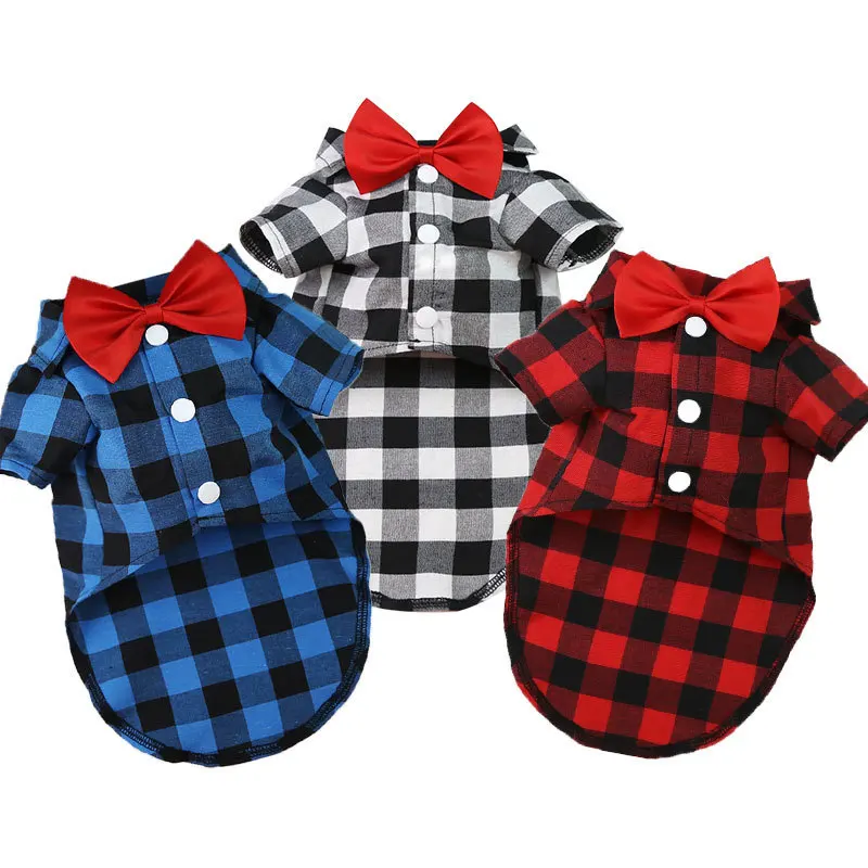 Pet Clothes Dog Wedding Shirt with Bowknot Decoration