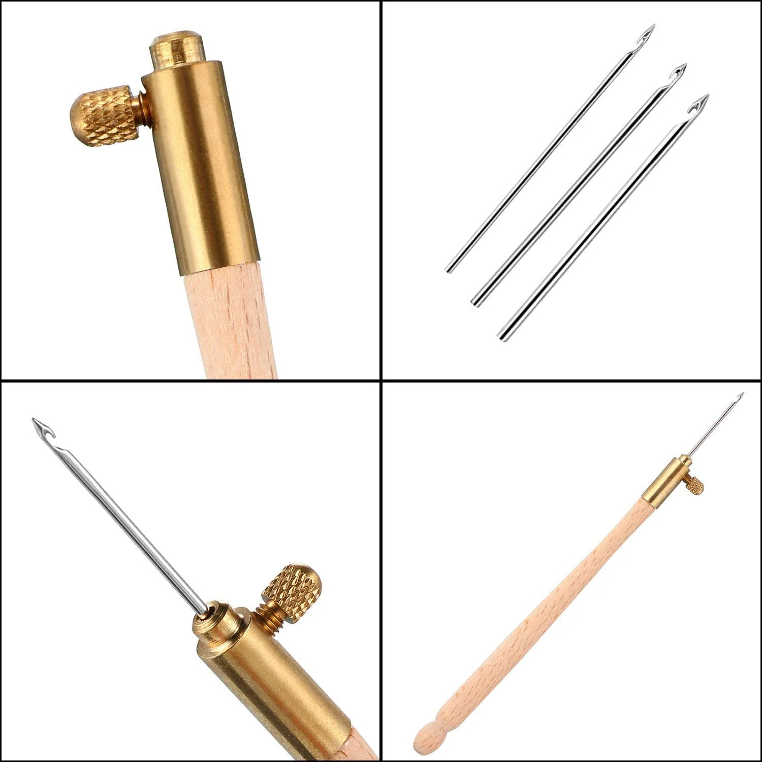Katech 3 Pezzi Uncinetti di Legno, Ergonoico Uncinetto Grande (15