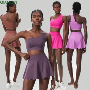 2026 New Sustainable Tennis Suit Quick Dry Fitness Yoga 2-Piece Set Small Wave Design Plus Size Wholesale