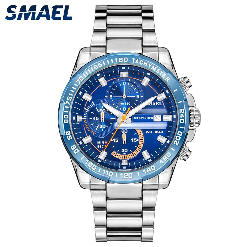 SMAEL 9089 Analog Quartz Watch Men Water Resistant Stainless Steel Wrist Watch