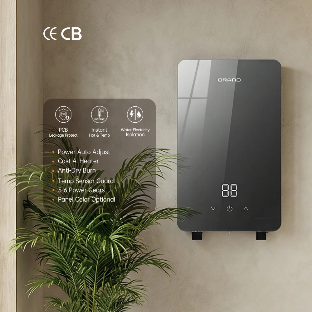 5,5 kW/6 kW/7 kW 220 V, tabula vitrea ex materia ABS, aquae calidae instans electricus calefactor temperaturae constantis cum intelligentia