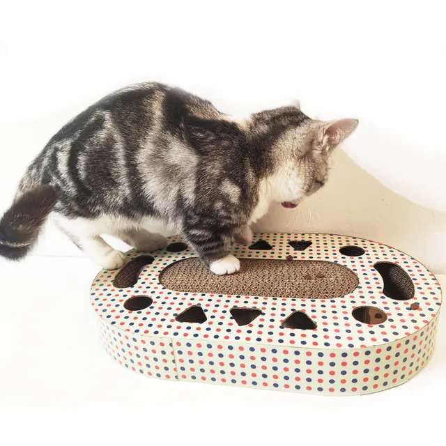 round shape pet cat scratcher play sleeping cardboard bed