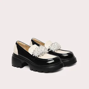 Lily Wei Women's Sporty Round-Toe Loafers Crystal Buckle High Quality Breathable Walking Platform Casual Shoes