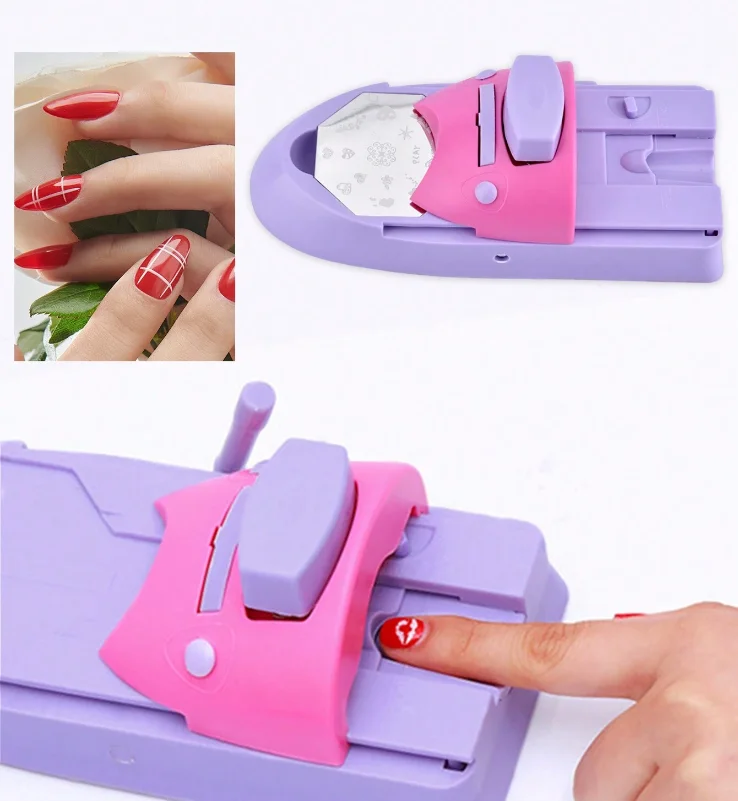 New Drawing Pattern Finger Nail Printing Machine Nail Art Printer Diy Printing Manicure Machine With 6pcs Metal Stamp Stamper