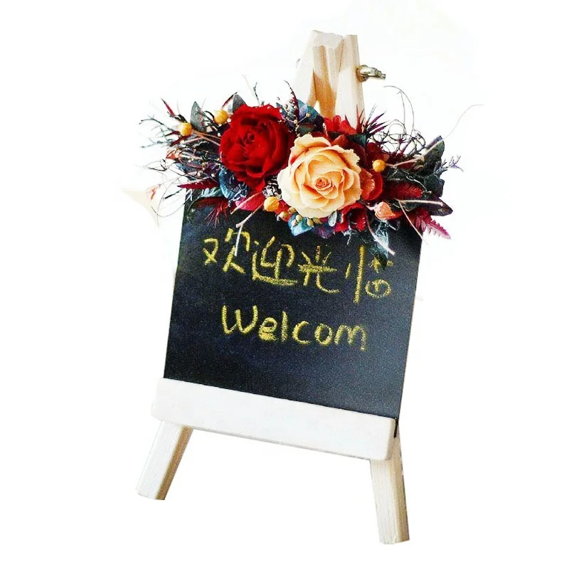 批发持久的新鲜永久保存玫瑰花桌面小黑板咖啡厅酒吧干花花束 Buy 母亲节 批发持久新鲜永远保存玫瑰花桌面小黑板咖啡店吧台立式家用消息 干花花束