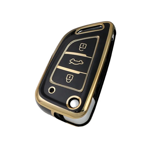 Suitable for modified with KD motorcycle key case cover ,for VVDI Iron General Blade DS smart key case, TPU gold car key cover