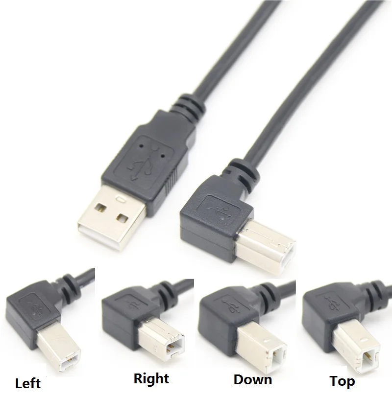 Customized 90 Degree Left Right Angled USB 2.0 Mini B to Type B Female Extension Cable Panel Mount Data Extension Cable