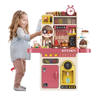 Cozinha De Brinquedo Kids Play Educational 96CM Big Pretend Kitchen Play Set Toy Spray Cooking Big Kitchen Toys for Girls
