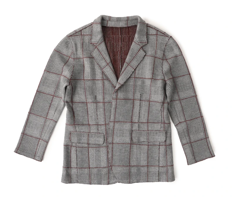 100% pure cashmere yarn dyed check design casual fit men's suit