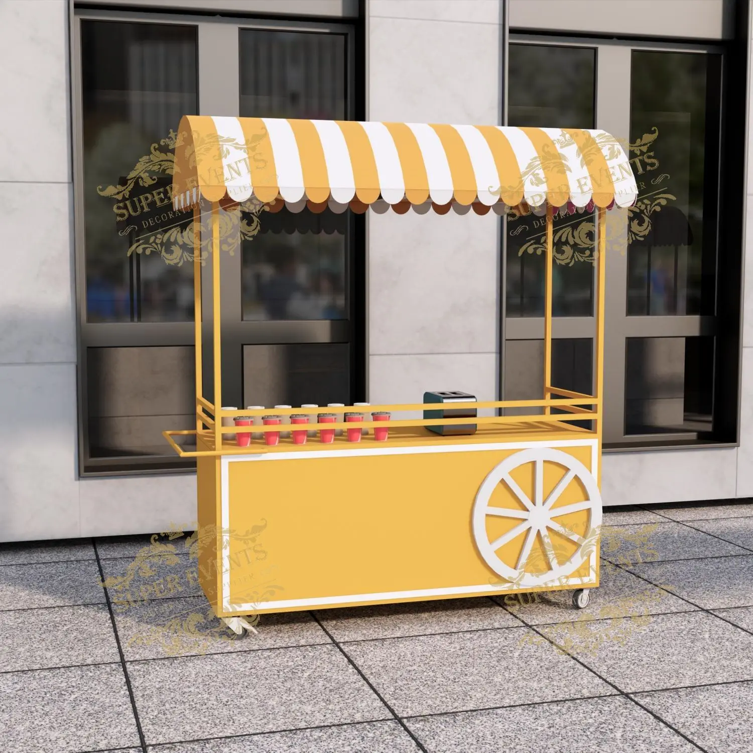 Artga Custom Logo Event Decoration Mobile Ice Cream Push Cart Food Truck Trolley Food Cart Can Be Moved Party Flower Candy Cart