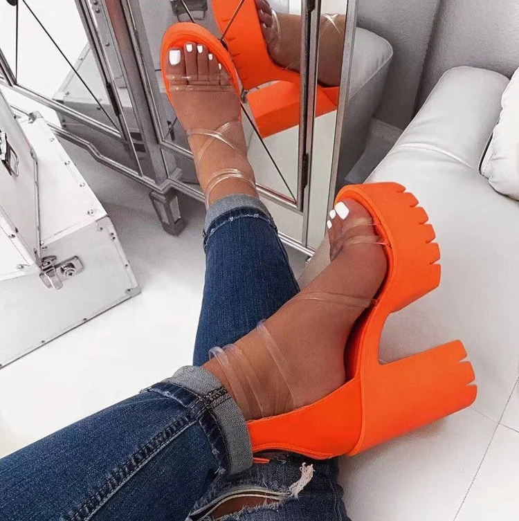 orange and black sandals