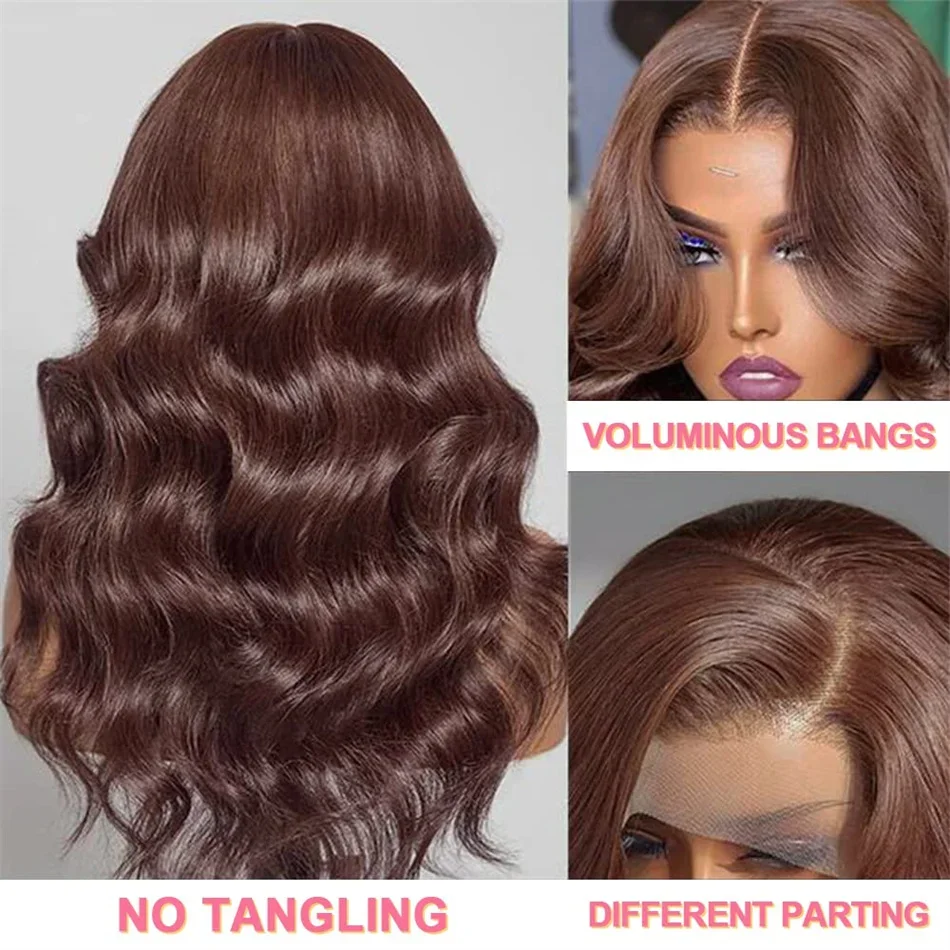 Parrucche per capelli umani con pizzo frontale e onda del corpo color cioccolato per le donne_voghion.com