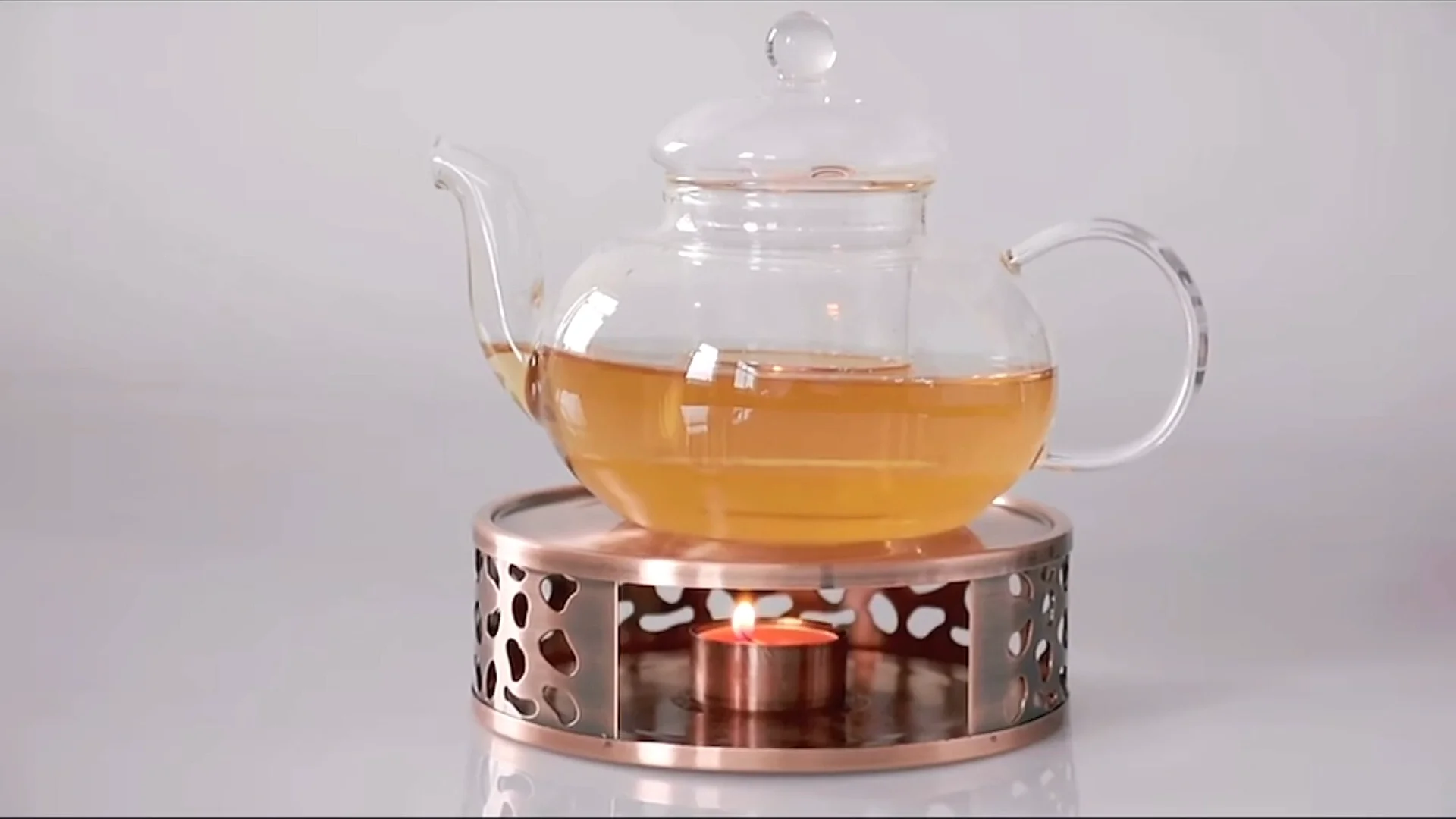 Teapot And Warmer Set Borosilicate Glass With Candle Heating With