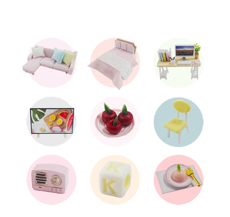 Wooden Doll House With Miniature Furniture Diy Craft Houses Wholesale for Girls Model Toy