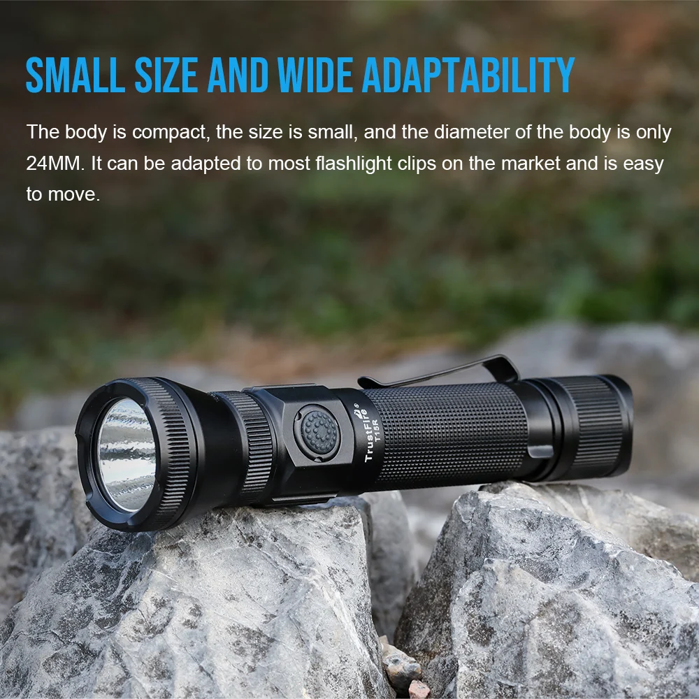 TrustFire T15R High Power 2350LM LED Climbing Torch Light 310M Long Distance IP68 Waterproof USB C 18650 Tactical Flashlight