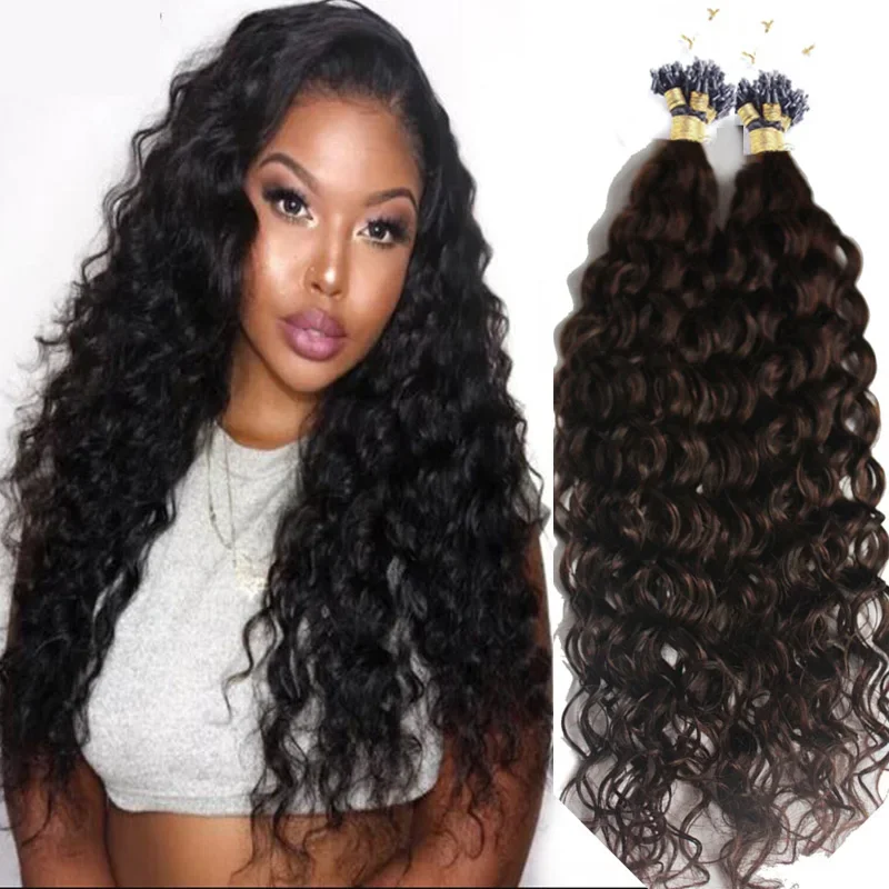 Bunte, tief gelockte Micro-Loop-Extensions aus Echthaar_voghion.com