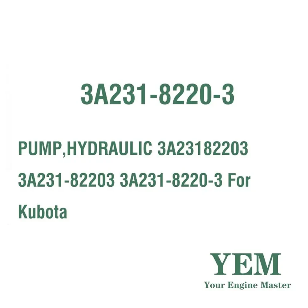 PUMP HYDRAULIC 3A23182203 3A231-82203 3A231-8220-3 for Kubota