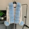 milky white with blue