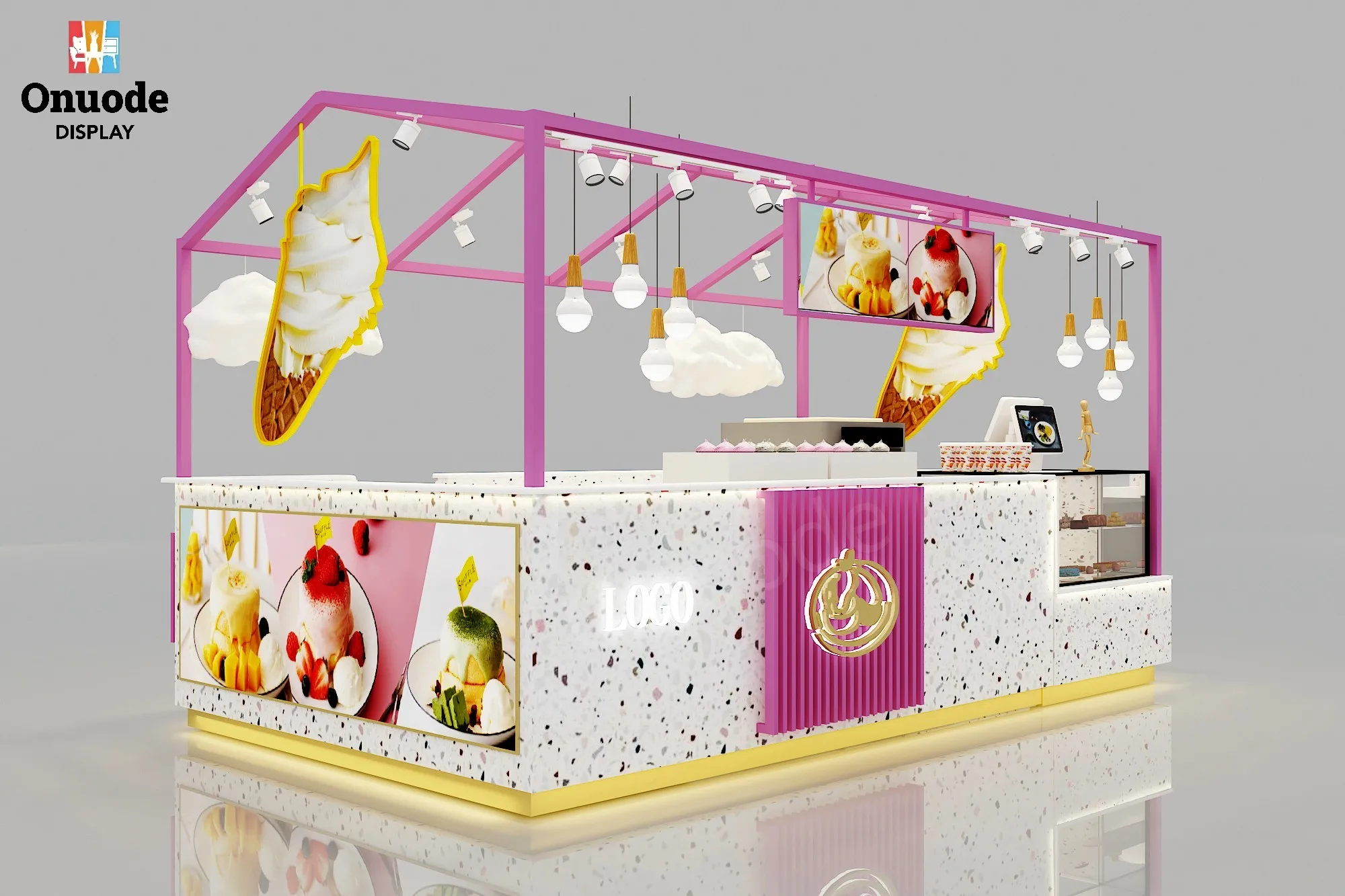 Premium Design Food Ice Cream Display Counter Premium Showcases for Cake Display Cabinet for Mall Kiosk Ice Cream Kiosk