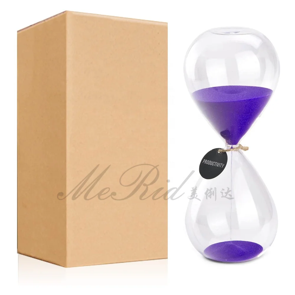 Große Sanduhr 60 Minuten - Lila, Aus Holz & Glas, Für Büro, Wohnung Oder Als Dekoratives Geschenk