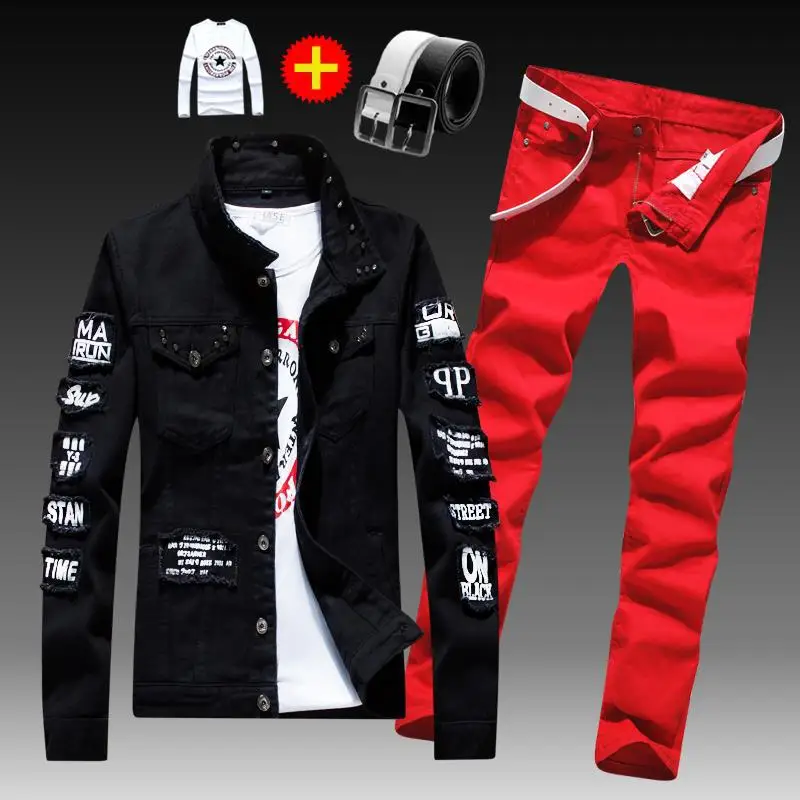 Spring and autumn men's Korean version of denim outer suit casual collocation handsome trendy jacket top clothes