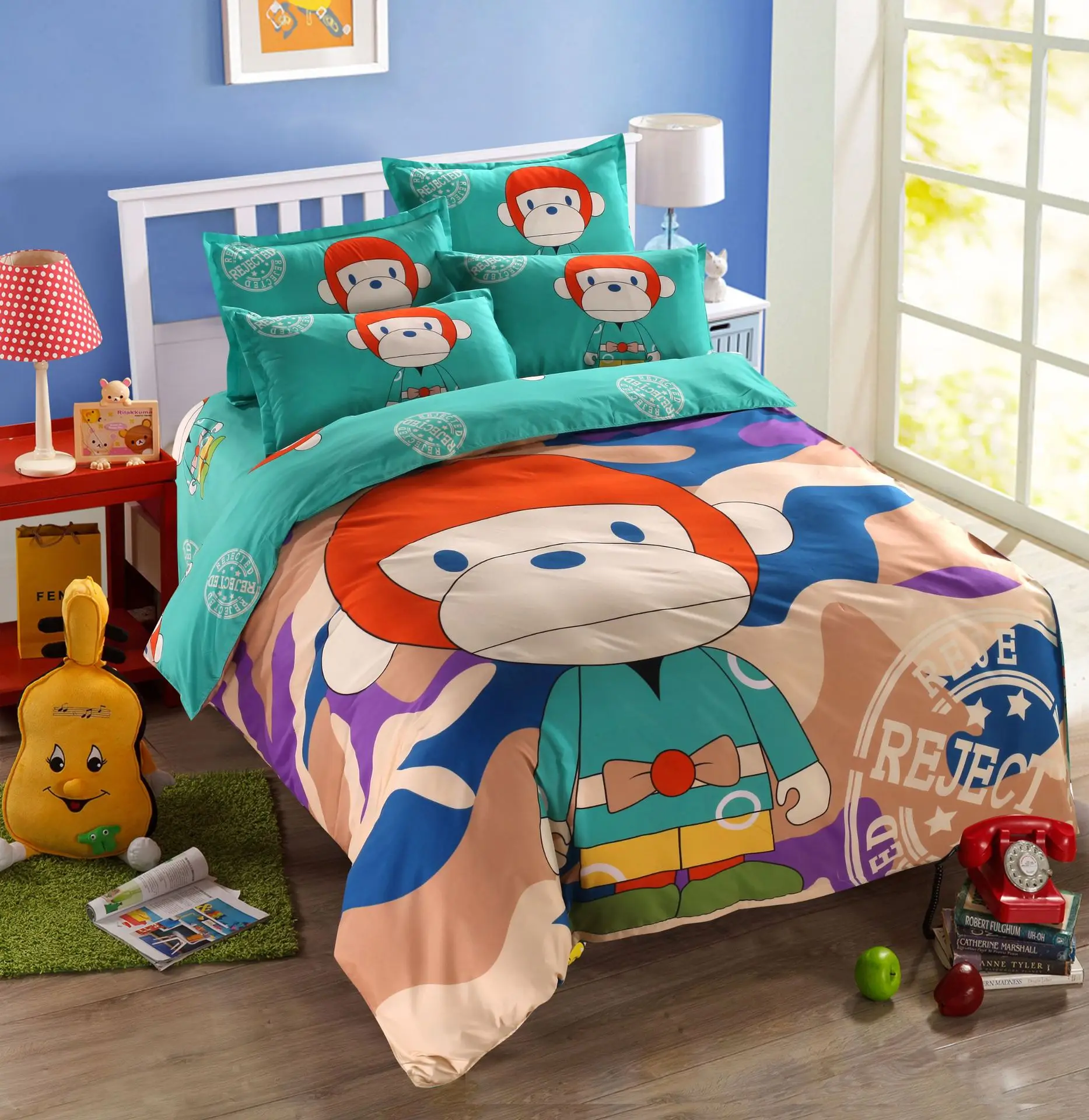 Cute Cartoon Hello Kitty 3d Printed Comforter Cover Bed Sheet 4pcs