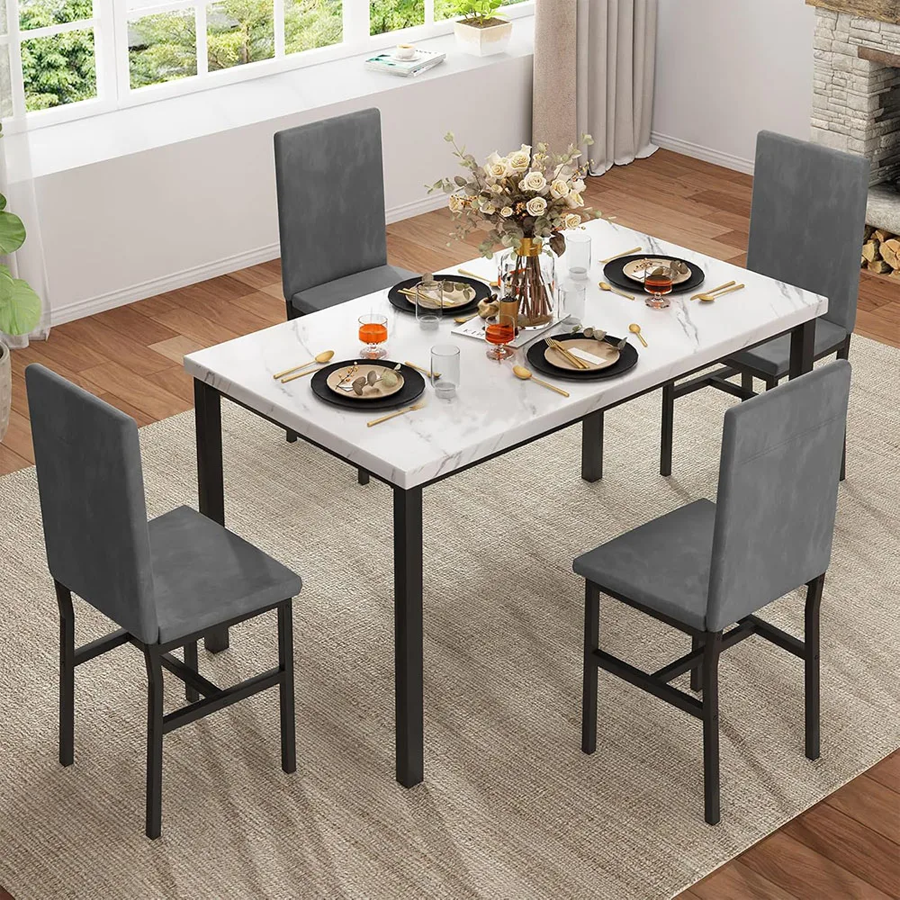 Modern Kitchen Table and Chairs 5 Piece Dining Room Table Set with Marble Top for Small Space supplier