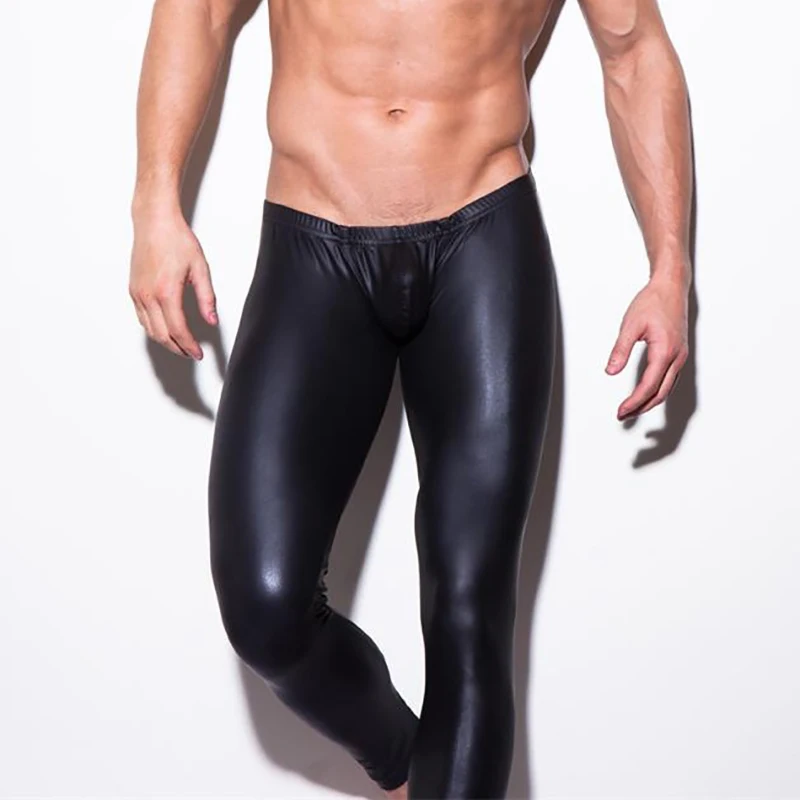 Solid Pajamas Sexy Leather Leggings for Men - Men's Sexy Leather Pants