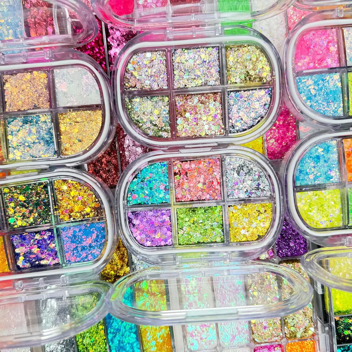 Сливочный пигмент прессованный гель блестящие тени для век частная этикетка мерцающий порошок мульти-хромированный макияж