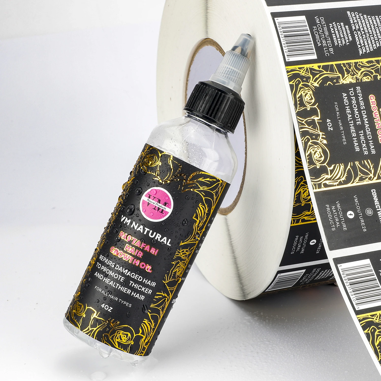 Alibaba.com: Custom waterproof adhesive vinyl gold foil printing private logo packaging sticker ...