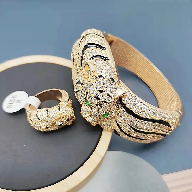 The Leopard Cubic Zirconia Dubai Enamel Luxury Jewelry Set Wedding