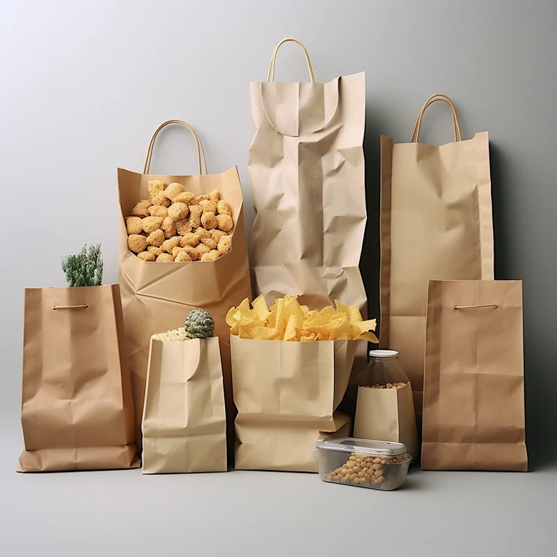 Cheap Wholesale Brown Kraft paper food bag with twisted handle