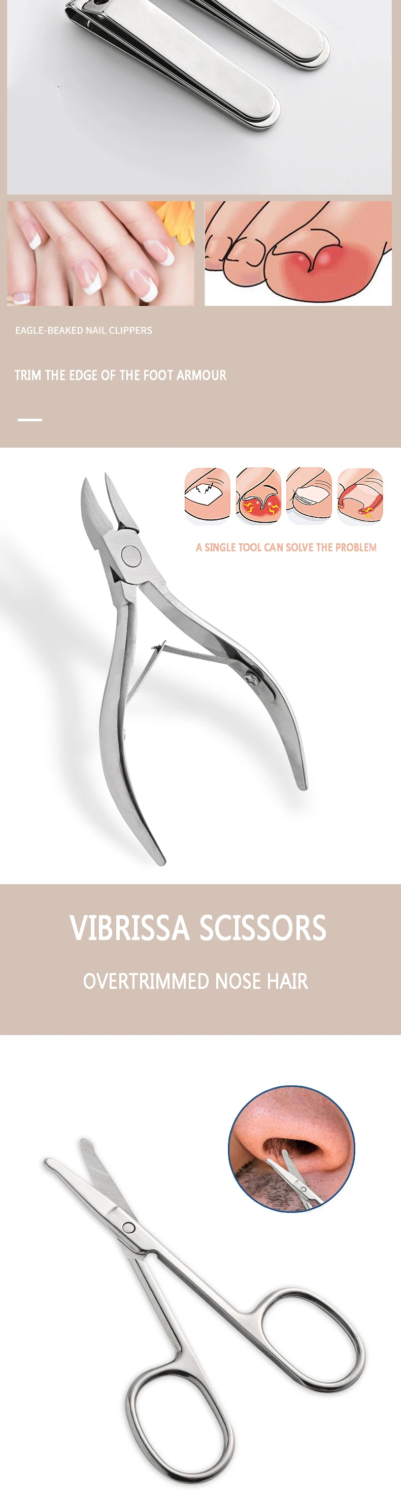 product best quality manicure cutters nail clipper set stainless steel beauty 10 pcs manicure set-2