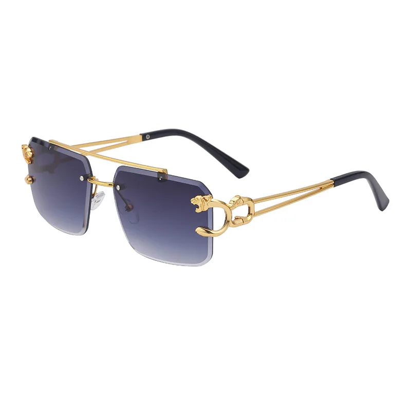 Rimless Sunglasses Square Fashion Shades Tinted Lens Metal Frameless Rectangle Y2K Glasses UV400