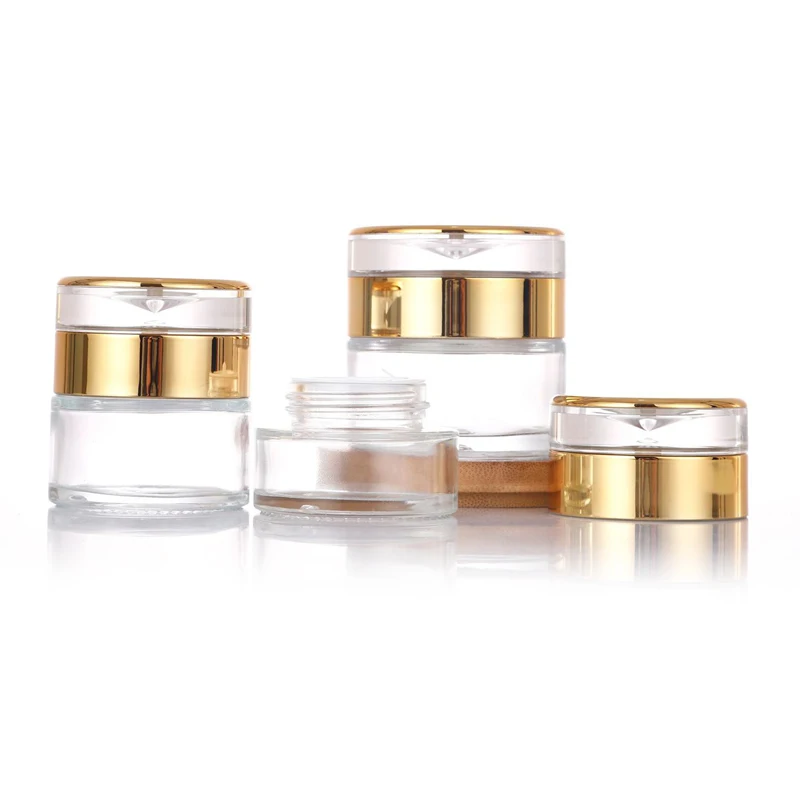 20ml 30ml 50ml Refillable Wide Mouth Hair Care Containers Round White Vintage Empty Glass Cream Jar 2oz With Gold Tops