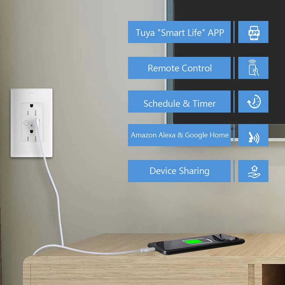 Keygma Us Smart Switch WiFi in-Wall Embedded AC Outlet 230V - China Us Wall Switch  Outlet WiFi, Smart WiFi in-Wall Outlet