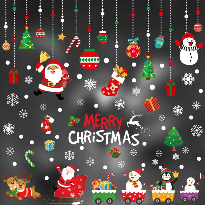 8 sheet Christmas Snowflake Window Glass Cling Stickers Santa Claus Decals Xmas 