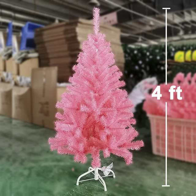 Sevenlots 120cm pink metal christmas tree 100% New PVC Material metal stand