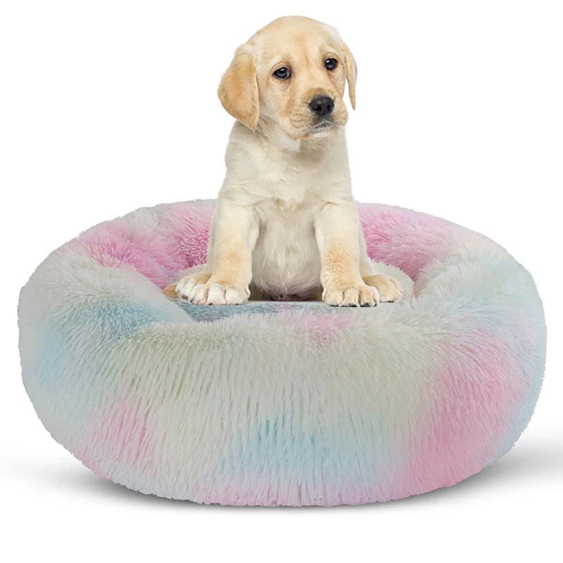 Luxury designer small removable washable indestructible eco friendly luxurious xl cat pet donut dog bed for large dogs