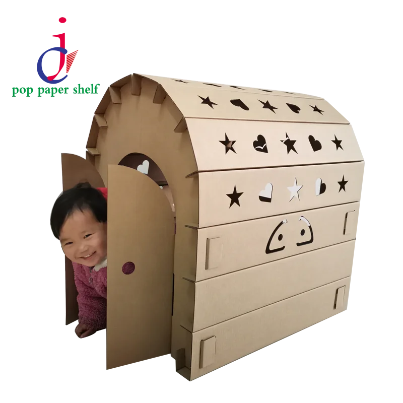 Custom children's handmade model making material color graffiti cardboard  box DIY toy paper shell house cardboard house