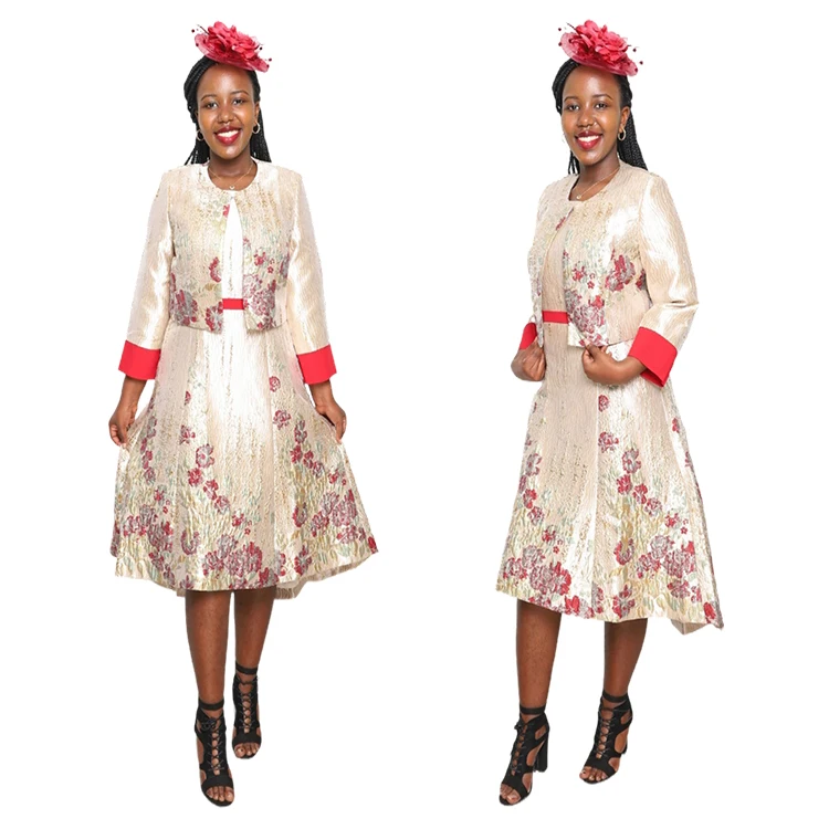 2022 Cheap Church Dresses For Black Women 2 Piece Skirt Set Elegant