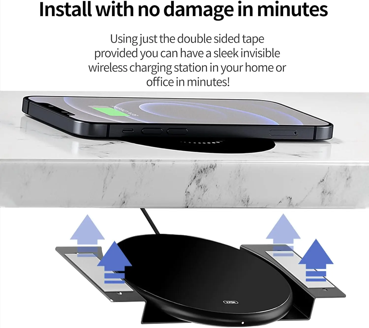 30mm Invisible Wireless Charger Hidden Long Distance Charger/ Under Desk  10W Furniture Charging Pad for iPhone Wireless Phones