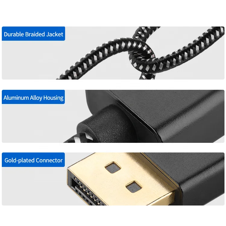 
Кабель для дисплея ult-unite DisplayPort в нейлоновой оплетке с алюминиевым корпусом 4K @ 60 Гц 2K @ 144 Гц DP 1,2 шнур 