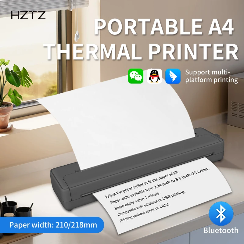 HZTZ A4 Portable Mini Thermal Printer - Wireless & Versatile