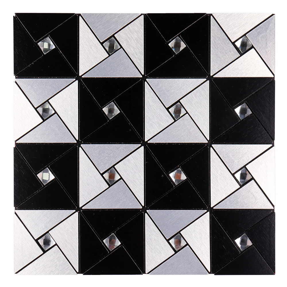 Home Decoration square Triangle Windmill Shape Glass Diamond Silver Black Peel and Stick Mosaic