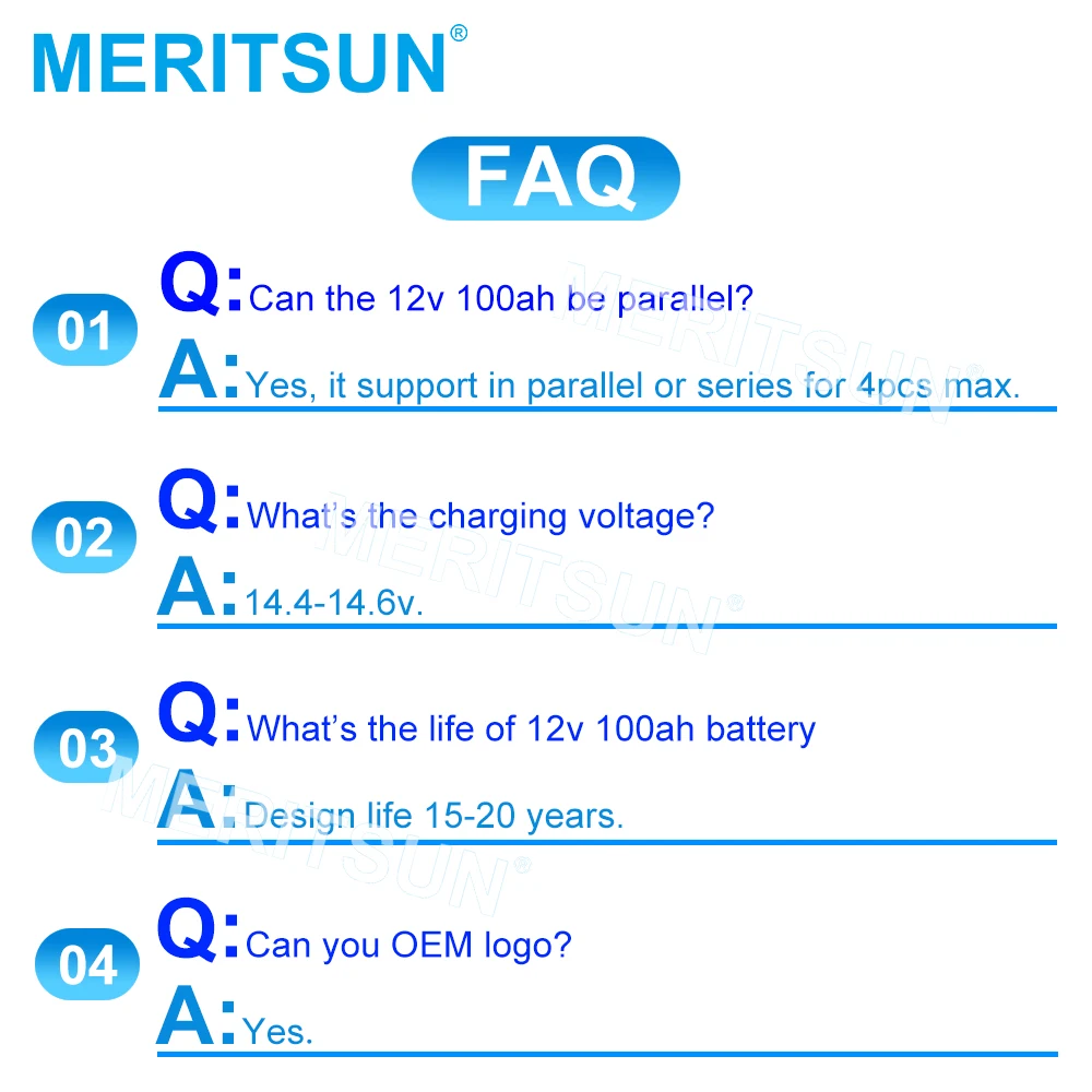Deep Cycle Lithium Titanate Battery Solar Energy Storage 12v 100ah Meritsun Lifepo4 Battery