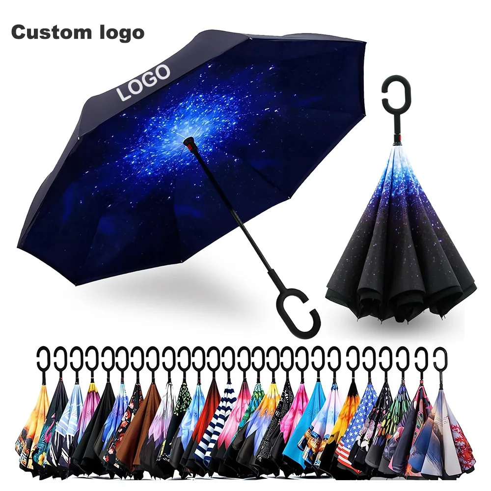 Promotional Umbrella Large Double Canopy Vented Windproof Waterproof ...