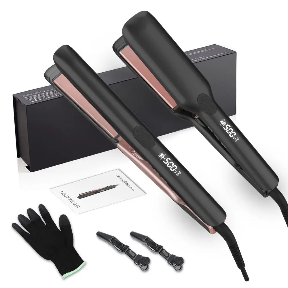 Professional 500F NanoTitanium Flat Iron MCH Infrared Salon Hair Straightener LCD Portable Electric Private Label 500F Salon